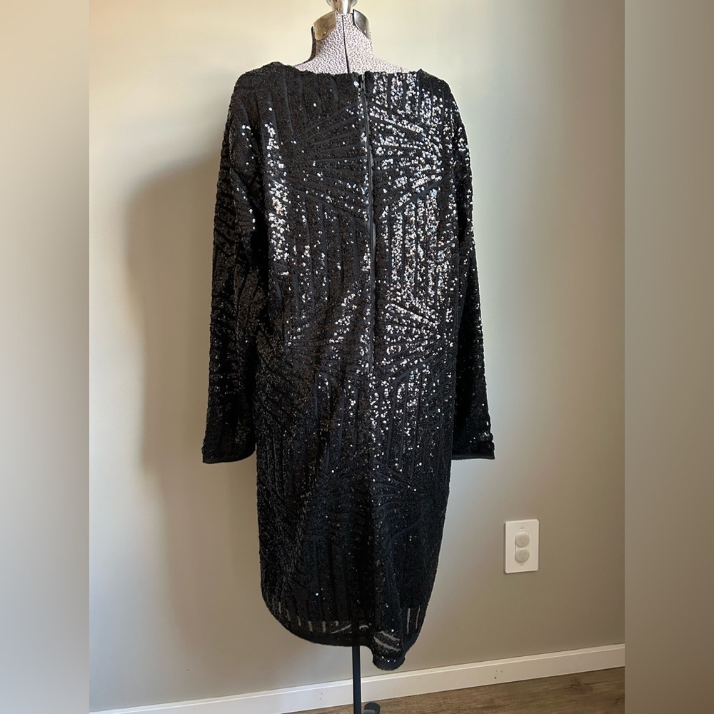 Love & Legend Black Sequin Long Sleeve sparkle holiday christmas party Dress NYE - Picture 2 of 9